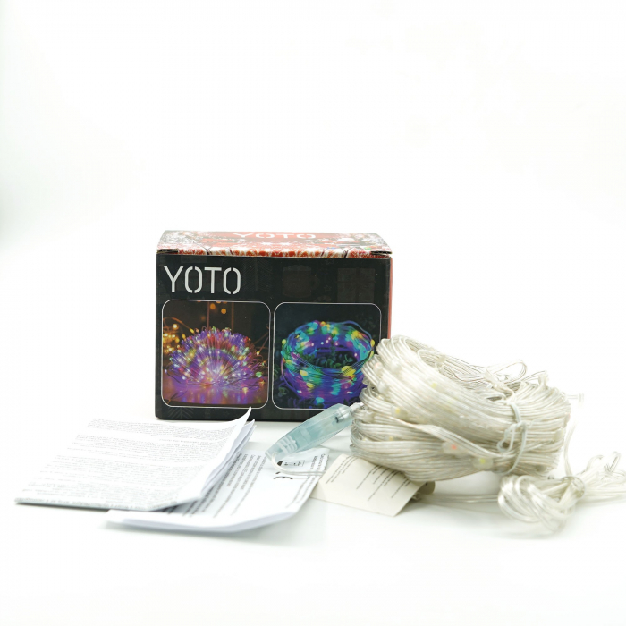 Instalatie de Craciun Flippy, liniara, cu 200 micro LED-uri, 20 m, 220V, conectare la retea, cu 8 jocuri de lumini, interior/exterior, fir transparent, 3 fire cupru, multicolora [6]