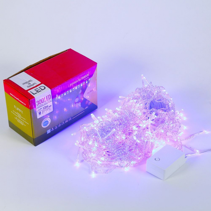 Instalatie de Craciun Flippy® Tip Franjuri, 12 m, 300 LED-uri, Interconectabila, Albastru [5]
