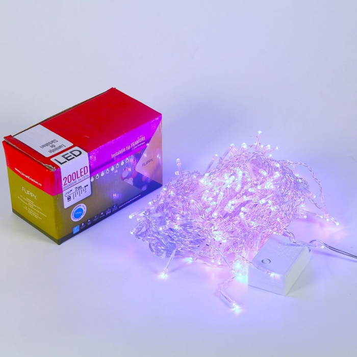 Instalatie de Craciun, Flippy®, Tip Franjuri, 7 m, 200 LED-uri, Interconectabila, Albastru [5]