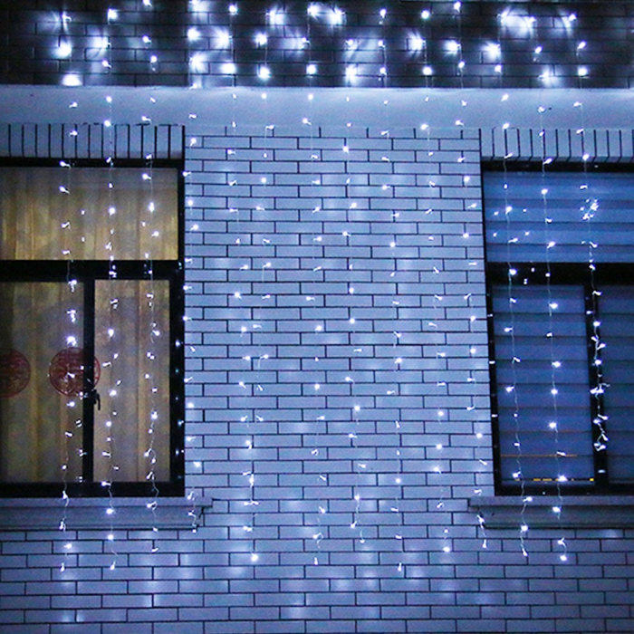 Instalatie de Craciun Flippy® Tip Perdea, 3 x 3 m, 320 LED-uri, Interconectabila, Alb Rece [3]