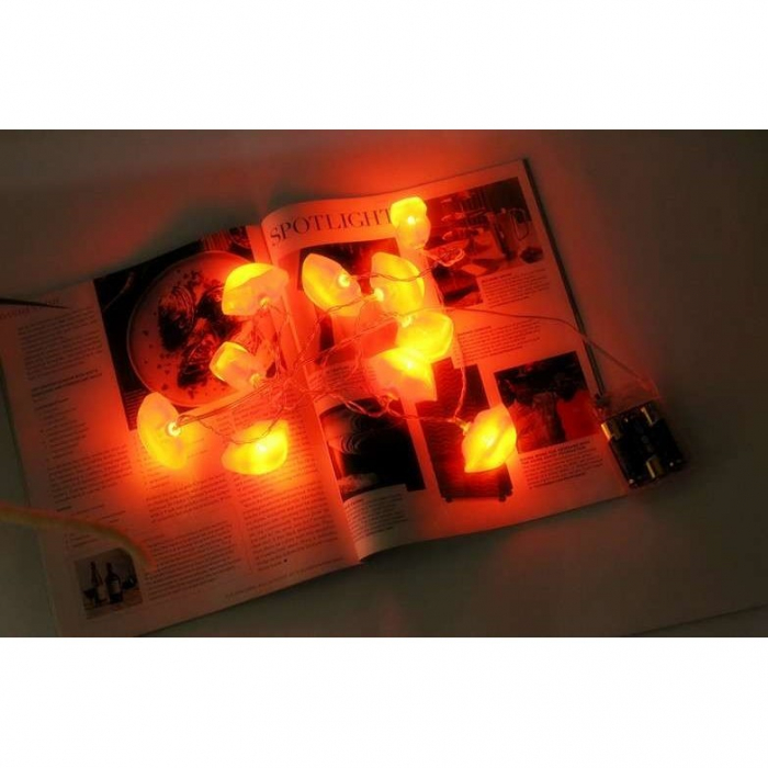 Instalatie de Craciun, Flippy®, Tip Sir cu Baterii, 1.5 m, 10 LED-uri, Model Buze, Rosu [5]