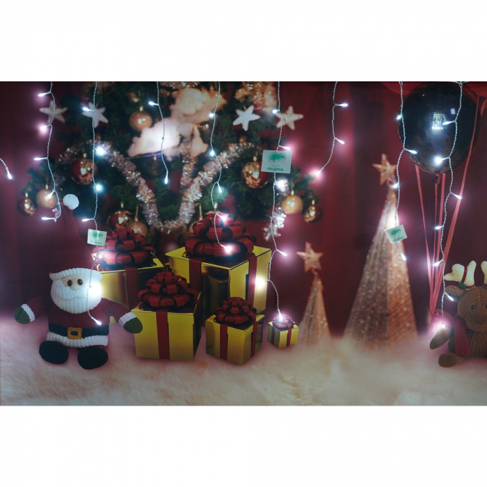Instalatie de Craciun Flippy® Tip Turturi, 8 jocuri de lumini Sectiune 4 m, 132 LED-uri, Interconectabila, Fir Transparent, Alb Rece [3]