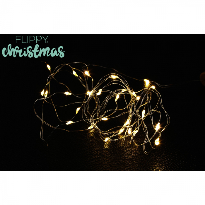 Instalatie de Craciun, Liniara, 2 m, Baterii, 20 LED-uri, Alb Cald, Fir Cupru, Interior/Exterior, Flippy [8]