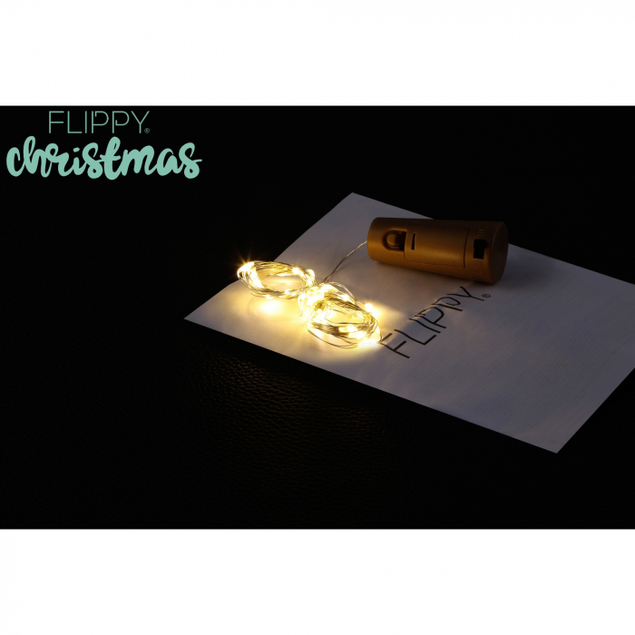 Instalatie de Craciun, Liniara, 2 m, Baterii, 20 LED-uri, Alb Cald, Fir Cupru, Interior/Exterior, Flippy [7]