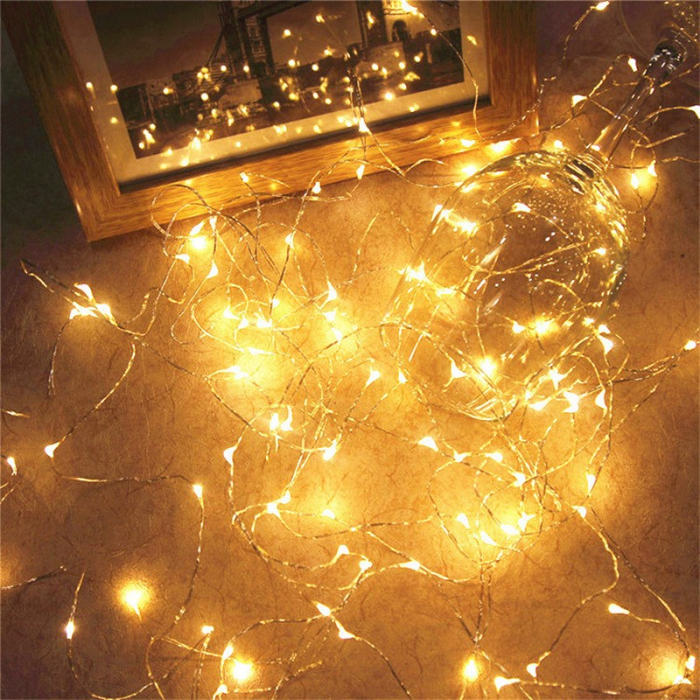 Instalatie de Craciun, Liniara, 20 m, Baterii, 200 LED-uri, Alb Cald, Fir Cupru, 2 Jocuri de Lumini, Interior/Exterior Flippy [11]