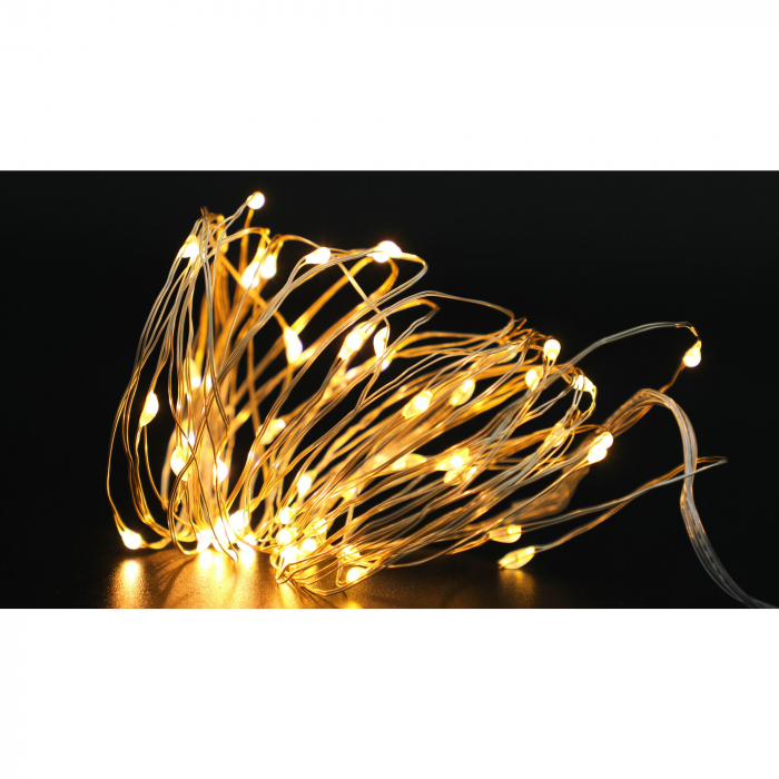 Instalatie de Craciun, Liniara, 5 m, Baterii, 50 LED-uri, Alb Cald, Fir Cupru, 2 Jocuri de Lumini, Interior/Exterior, Flippy [12]