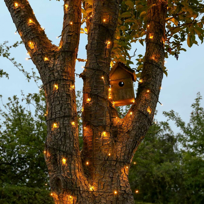 Instalatie de Craciun liniara Yoto, 17 m, din care 1 m cablu priza 220V, 200 LED, 8 jocuri de lumini, controler, fir negru, alb cald [4]