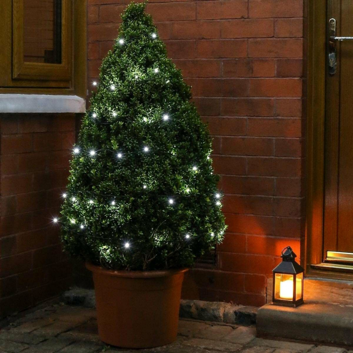 Instalatie de Craciun Liniara Yoto, 22 m, din care 1 m Prelungitor 220V, 300 LED, 8 jocuri de lumini, Controler, Utilizare Interior/Exterior, Fir Negru, Alb Rece [1]