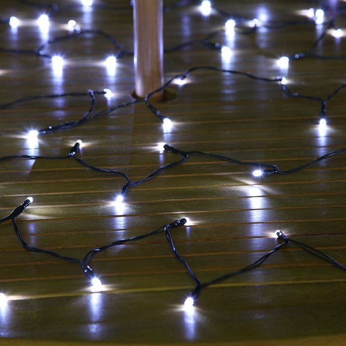 Instalatie de Craciun Liniara Yoto, 22 m, din care 1 m Prelungitor 220V, 300 LED, 8 jocuri de lumini, Controler, Utilizare Interior/Exterior, Fir Negru, Alb Rece [6]