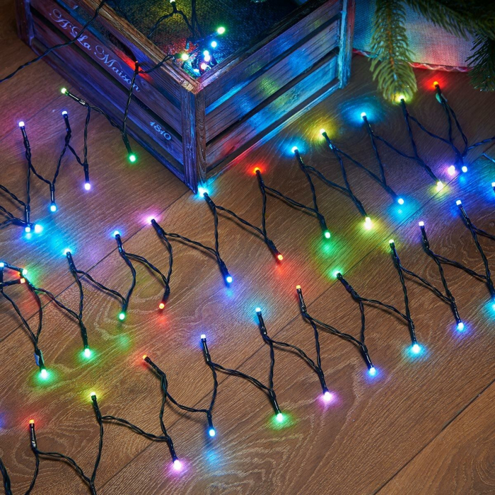 Instalatie de Craciun Liniara Yoto, 22 m, din care 1 m Prelungitor 220V, 300 LED, 8 jocuri de lumini, Controler, Utilizare Interior/Exterior, Fir Negru, multicolor [4]