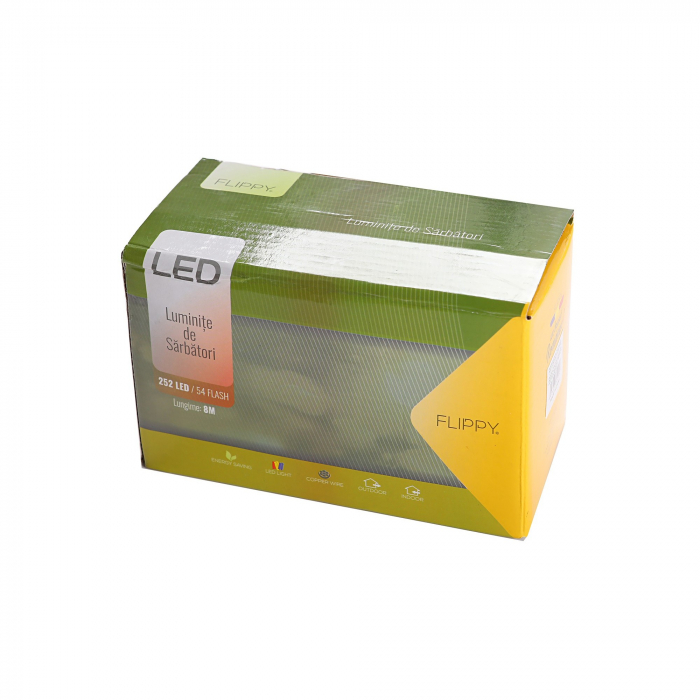 Instalatie de Craciun Premium Flippy® Tip Franjuri cu Flash 8 m 252 LED-uri Alb Cald 2096WW Interconectabila [3]