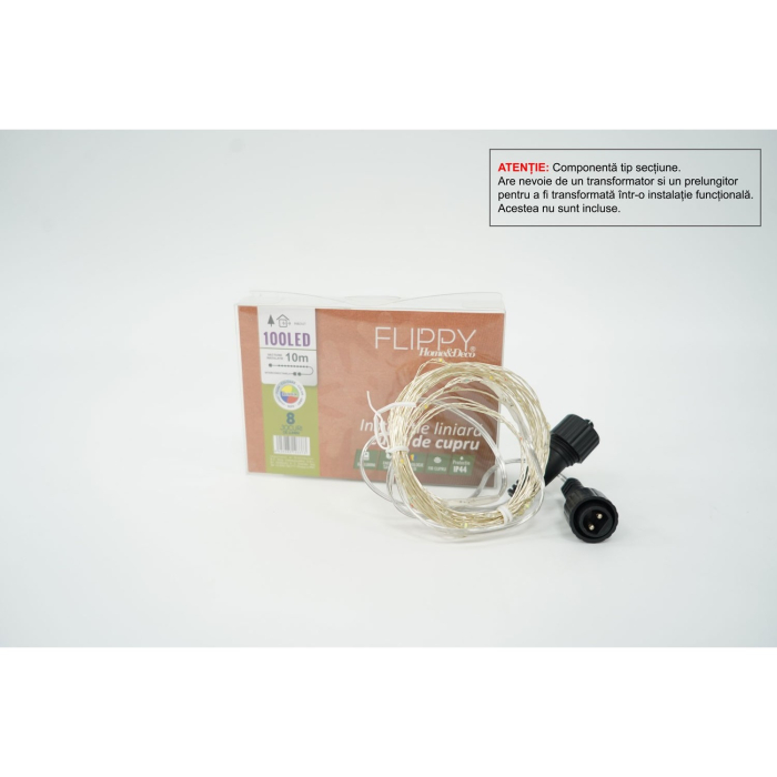 Instalatie de Craciun Tip Liniar, 8 jocuri de lumini, Fir Cupru, 10 m, 100 LED -uri, Multicolor [2]