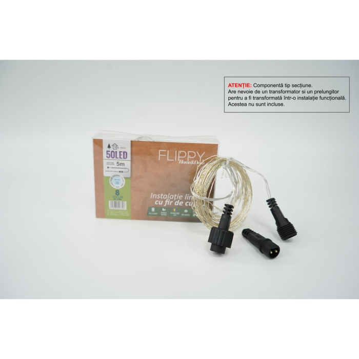 Instalatie de Craciun Tip Liniar, 8 jocuri de lumini, Fir Cupru, 5 m, 50 LED -uri, Alb Rece [2]