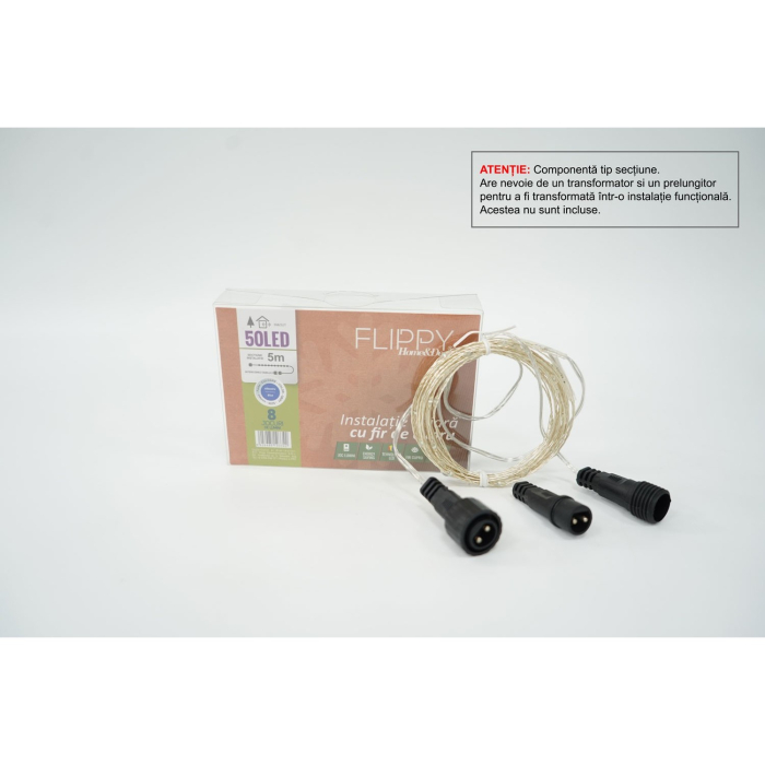 Instalatie de Craciun Tip Liniar, 8 jocuri de lumini, Fir Cupru, 5 m, 50 LED -uri, Albastru [2]