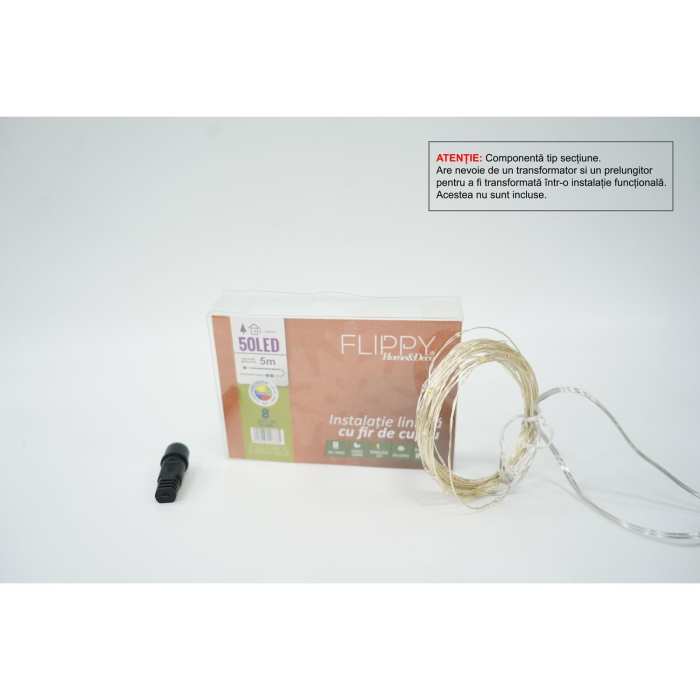 Instalatie de Craciun Tip Liniar, 8 jocuri de lumini, Fir Cupru, 5 m, 50 LED -uri, Multicolor [1]