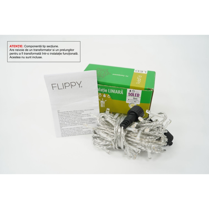 Instalatie de Craciun Tip Liniar, 8 jocuri de lumini, Fir Transparent, 5 m, 50 LED -uri, Alb Cald [2]