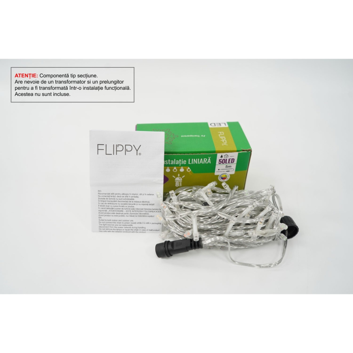 Instalatie de Craciun Tip Liniar, 8 jocuri de lumini, Fir Transparent, 5 m, 50 LED -uri, Multicolor [3]