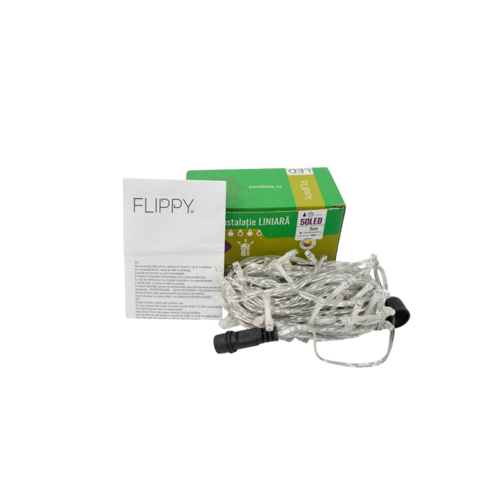 Instalatie de Craciun Tip Liniar, 8 jocuri de lumini, Fir Transparent, 5 m, 50 LED -uri, Multicolor [2]
