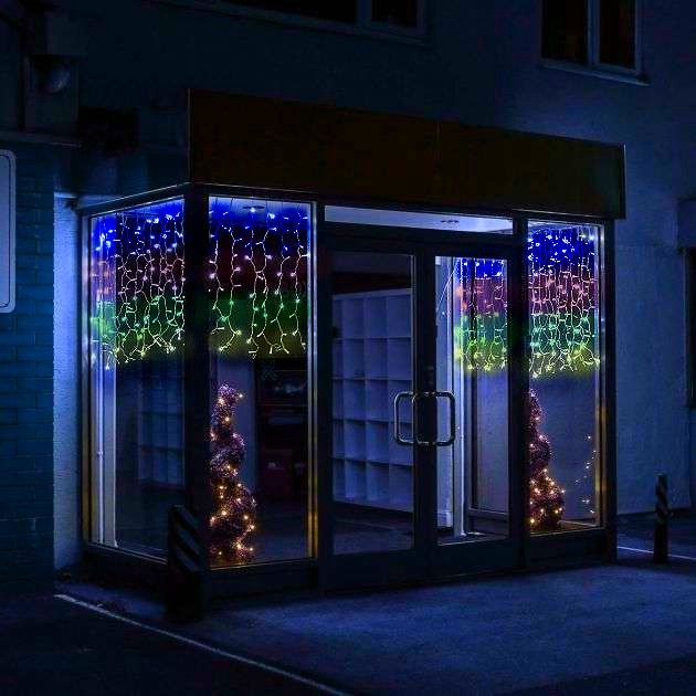 Instalatie exterioara tip perdea curgatoare V8 - multicolor, interconectabila, 120 led, 5 x 1 m, fir alb [1]