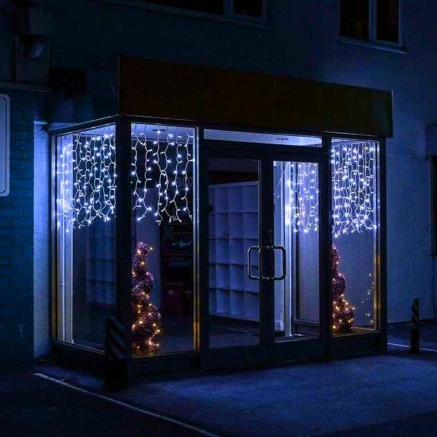 Instalatie exterioara tip ploaie,perdea albastra V8, interconectabila, 240 led 6 m x 1 m, fir negru, IP65 [1]