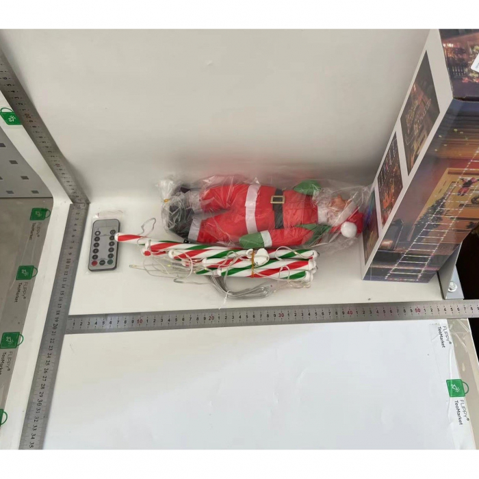 Instalatie LED de Craciun, Flippy, cu Accesorii, Lumina Calda, Lungime 1.5m, 8 Trepte, 120 de Luminite, 8 Moduri, Model Mos Craciun pe Scara, Multicolor [2]