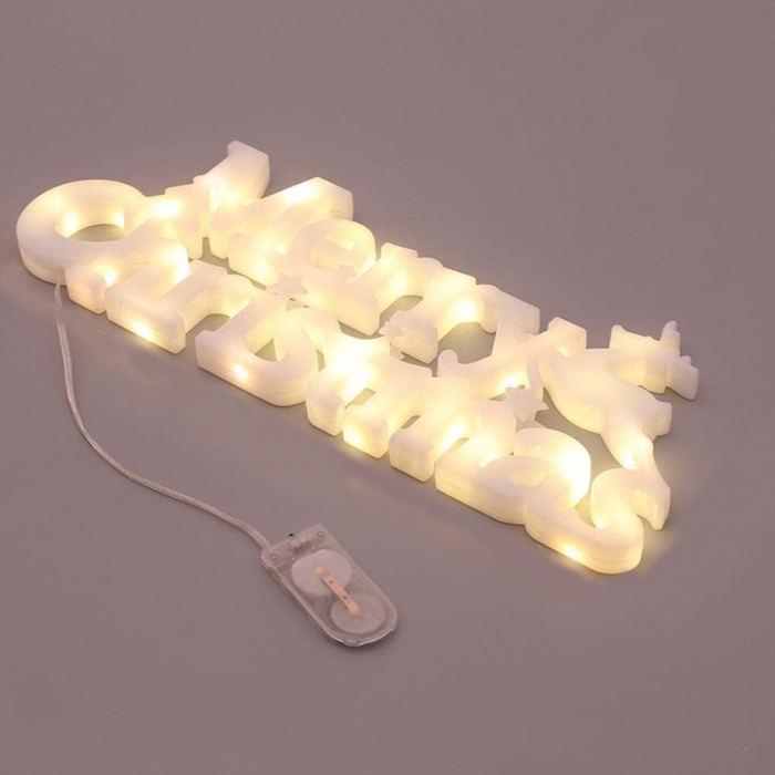 Instalatie LED de Craciun, Flippy, Litere 3D, Merry Christmas, Lumina Calda, 27.5 x 10.5 x 1.4 cm, Alb [5]