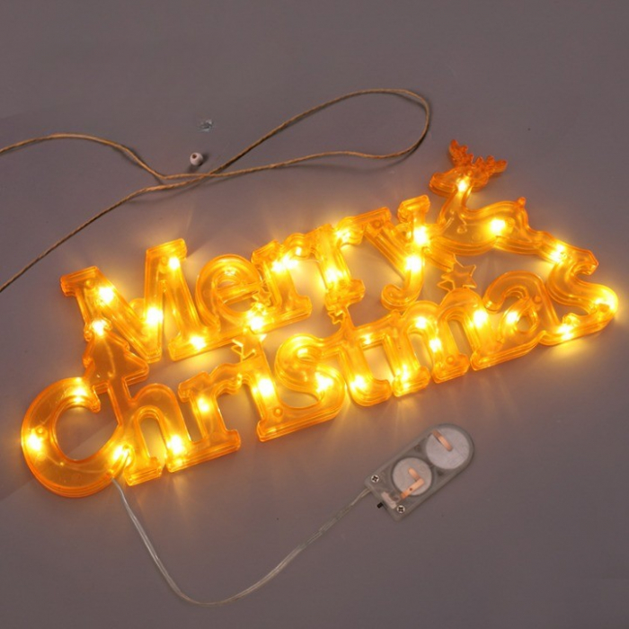 Instalatie LED de Craciun, Flippy, Litere 3D, Merry Christmas, Lumina Calda, 27.5 x 10.5 x 1.4 cm, Galben [3]