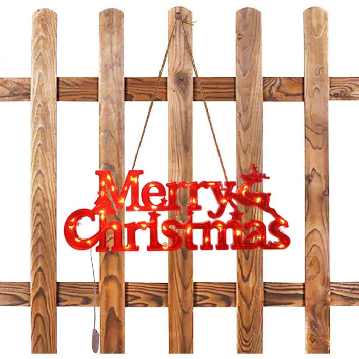Instalatie LED de Craciun, Flippy, Litere 3D, Merry Christmas, Lumina Calda, 27.5 x 10.5 x 1.4 cm, Rosu [6]
