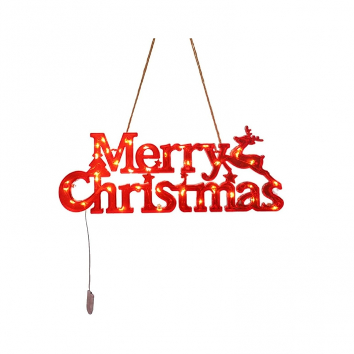 Instalatie LED de Craciun, Flippy, Litere 3D, Merry Christmas, Lumina Calda, 27.5 x 10.5 x 1.4 cm, Rosu [1]