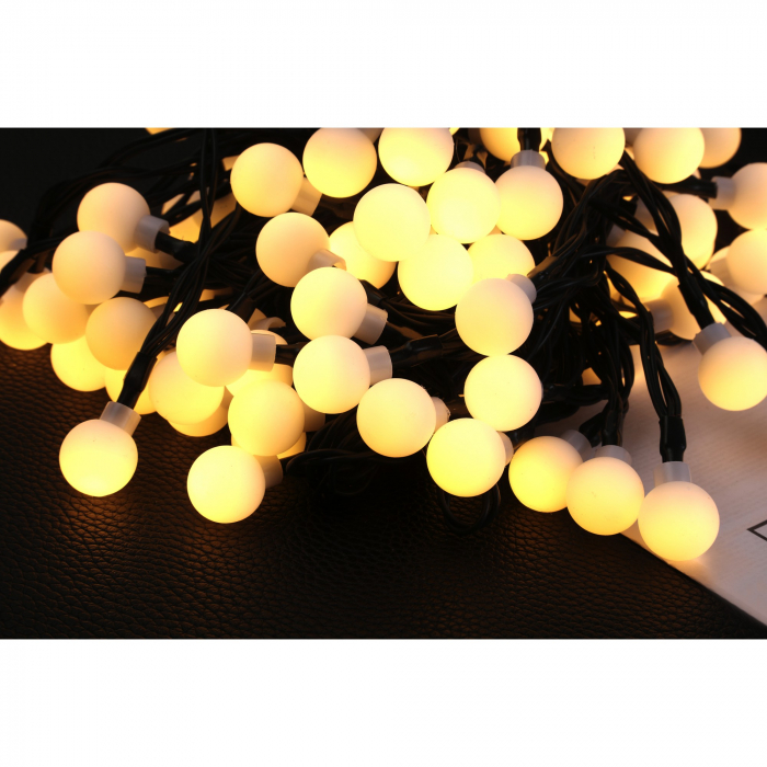 Instalatie luminoasa de Craciun cu LED, 100 LED-uri tip Tub, 12 metri lungime, 8 programe, 2 metri prelungitor, incarcare solara, alb cald, Flippy [8]