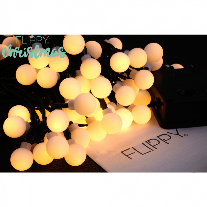 Instalatie luminoasa de Craciun cu LED, 100 LED-uri tip Tub, 12 metri lungime, 8 programe, 2 metri prelungitor, incarcare solara, alb cald, Flippy [7]