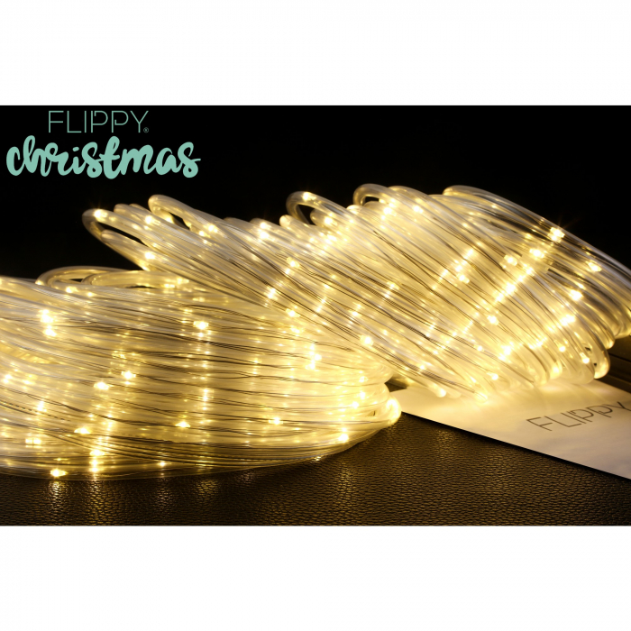 Instalatie luminoasa de Craciun tip furtun luminos, 300 LED-uri, 32 metri lungime, 8 programe, 2 metri prelungitor, sarma din cupru, incarcare solara, alb cald, Flippy [3]