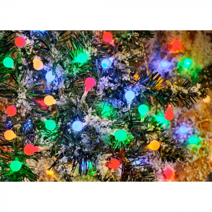 Instalatie sfere brad Craciun Flippy, 4 metri, 30 LEd-uri, alimentare la retea, fir transparent, multicolora [9]