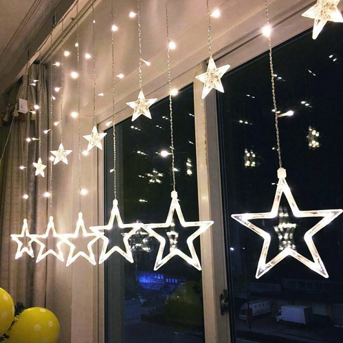 Lichidare Instalatie tip ghirlanda 12 stele luminoase  3 x 1 m, interconectabila, alb rece [1]