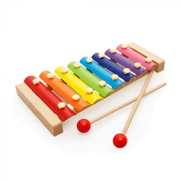 * LICHIDARE STOC * Instrument Muzical Xilofon Flippy, din Lemn, 8 Note Muzicale, 2 Bete de Percutie, 4-6 Ani, Multicolor - [17]