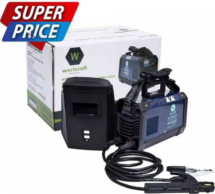 Invertor de sudura WertCraft WRT-006, 20-300 A amperaj, 230 V, 1.6-4 mm diametru electrod, MMA, IP21, funtie anti-lipire [1]