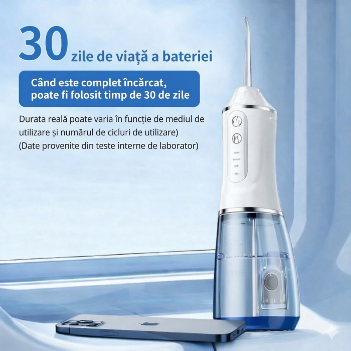 Irigator Bucal Electric, Flippy, Portabil, Dus Bucal pentru Curatare, Indepartare Tartru, 4 Capete, 25 x 8 x 8 cm, Alb [6]