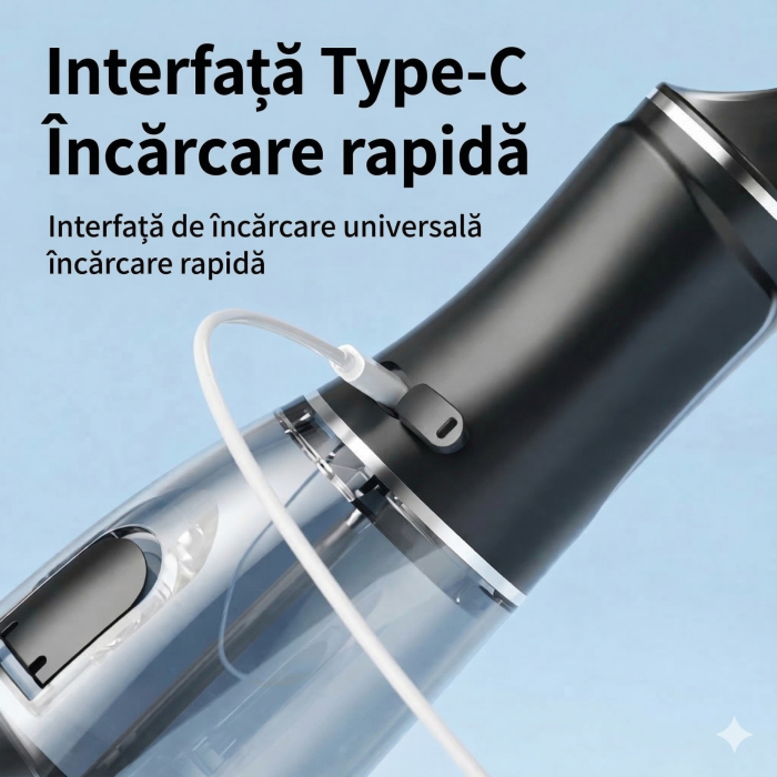 Irigator Bucal Electric, Flippy, Portabil, Dus Bucal pentru Curatare, Indepartare Tartru, 4 Capete, 25 x 8 x 8 cm, Negru [5]