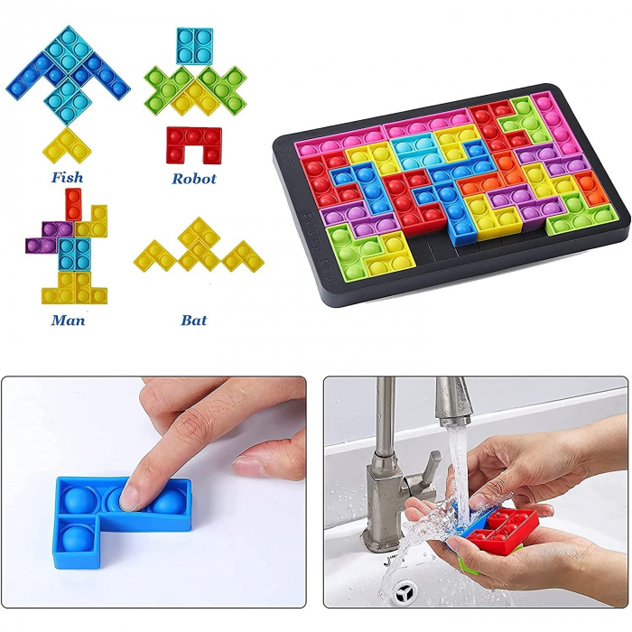 Joc antistres din silicon, Flippy, Pop It Now and Flip It, Puzzle Blocks, Multicolor [3]