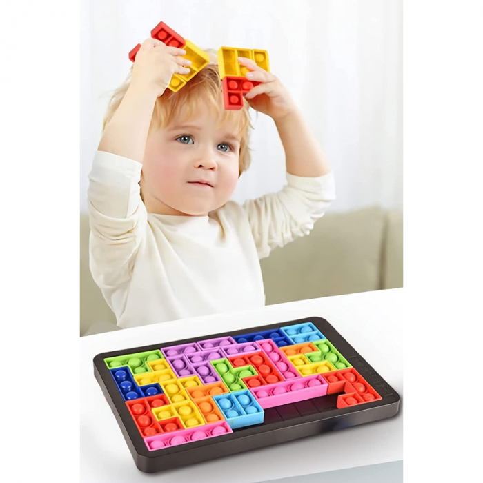 Joc antistres din silicon, Flippy, Pop It Now and Flip It, Puzzle Blocks, Multicolor [2]