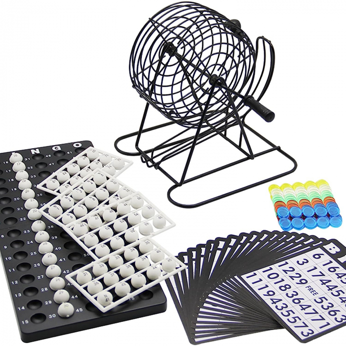 Joc Bingo Flippy, din metal, 75 bile albe, portabil, 21 x 21 cm, negru [1]