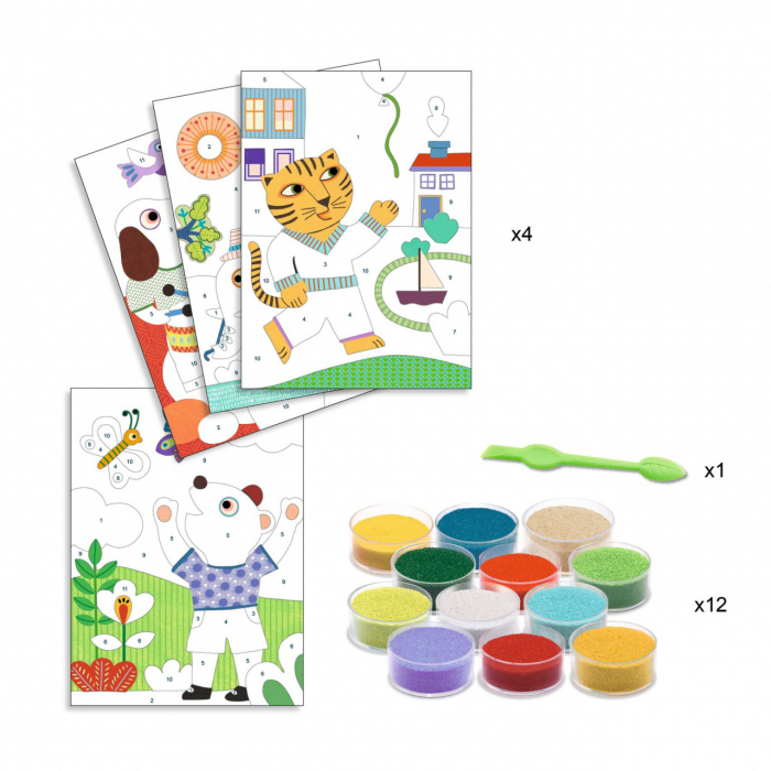 Joc creativ cu nisip colorat Animale jucause, Djeco [2]