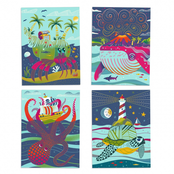 Joc creativ de razuit Fauna marina, Djeco [3]