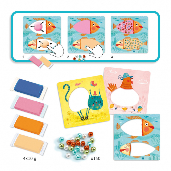 Joc creativ Mozaic cu plastilina si margele, Djeco [3]