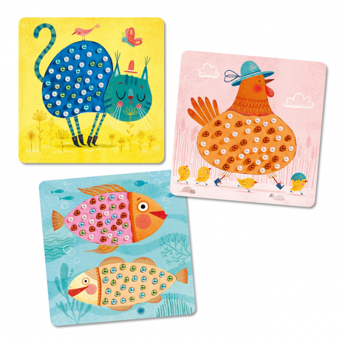 Joc creativ Mozaic cu plastilina si margele, Djeco [2]