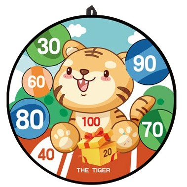 Joc Darts Flippy pentru Copii, Placa Pliabila 36.5 cm, 8 Mingii Velcro/Scai Simple, 2 Mingii Luminoase, Model Tigru, Portocaliu [5]