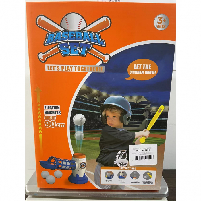 Joc de Baseball Interactiv, Lansator Flippy, Aruncare Automata, Include Bata si 5 Mingii, 37 x 23 x 16 cm Baza, 59 cm Bata, Multicolor [8]