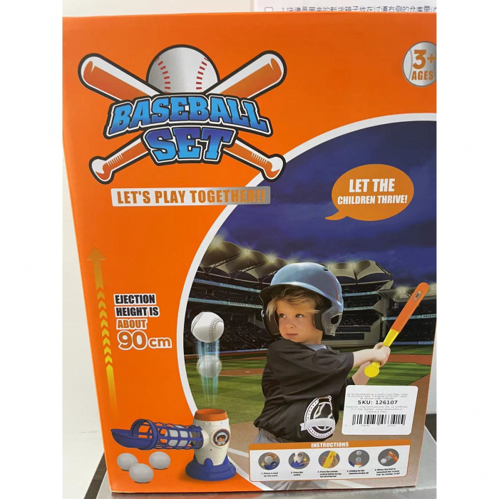 Joc de Baseball Interactiv, Lansator Flippy, Aruncare prin Buton de Lansare pe Bata, Include Bata si 5 Mingii, 37 x 23 x 16 cm Baza, 59 cm Bata, Multicolor [8]