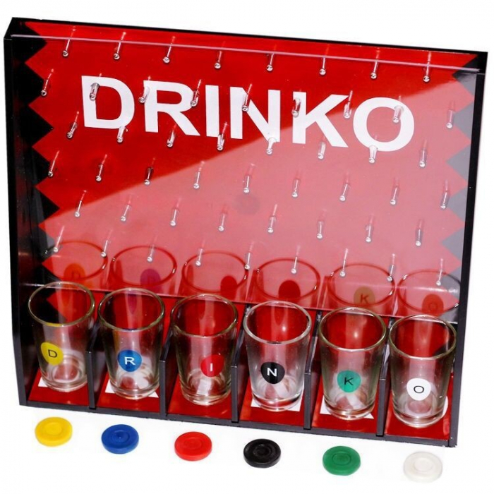 Joc de Baut Gravitational Flippy, pentru Petreceri, Interactiv, pana la 6 Jucatori, Pahare de Shot Incluse, 25.5 x 6.7 x 27.5 cm, Rosu [1]