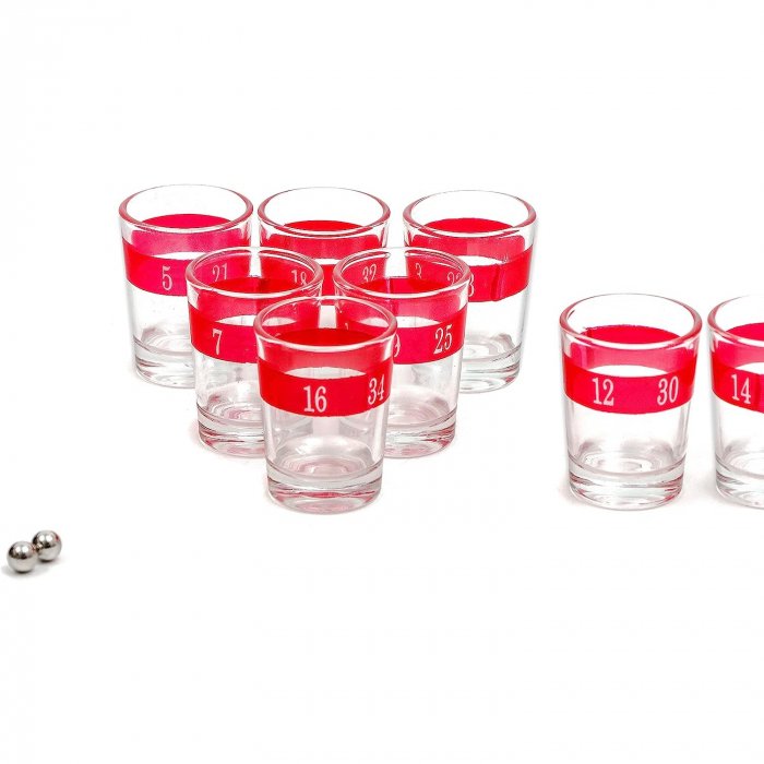Joc de Baut Ruleta cu Pahare de Shot Flippy, 30 cm, Rosu/Negru [5]
